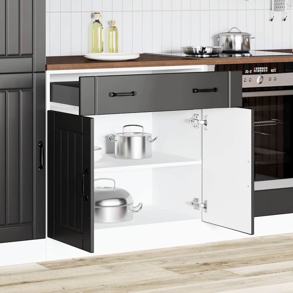 Base da Cucina Lucca Nero in Legno Multistrato - homemem39