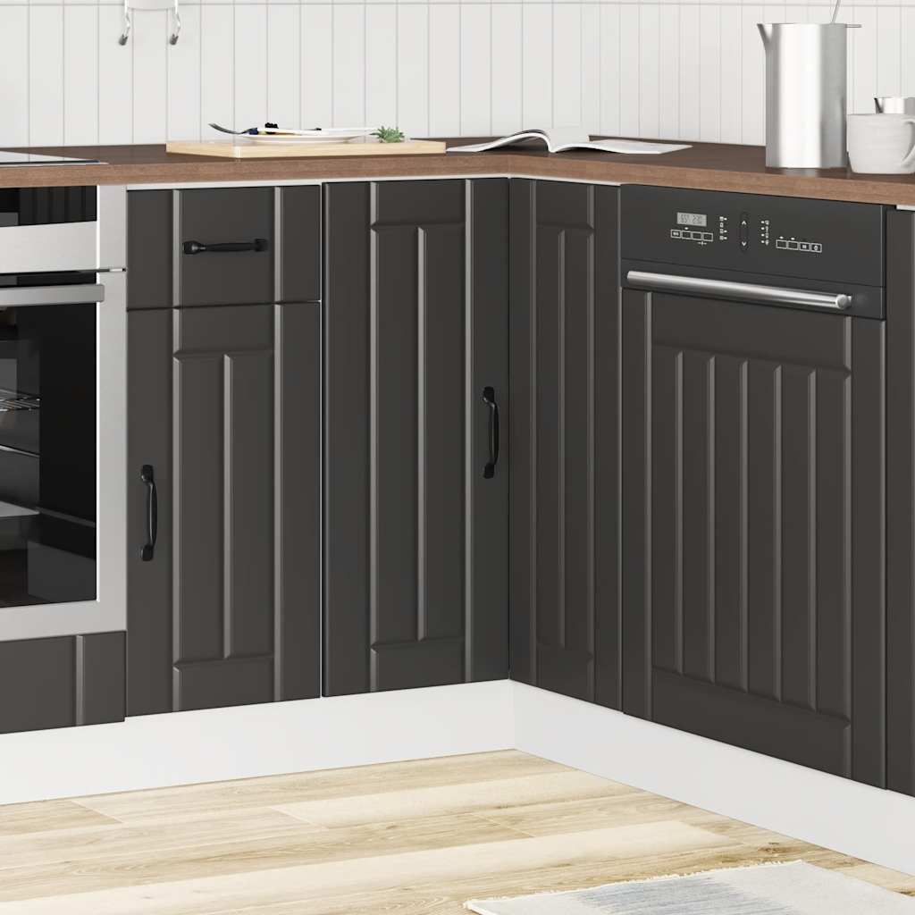Mobile Base ad Angolo Cucina Lucca Nero in Legno Multistrato - homemem39