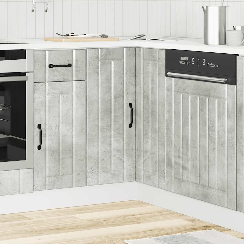 Mobile Base ad Angolo Cucina Lucca Grigio Cemento in Truciolato - homemem39