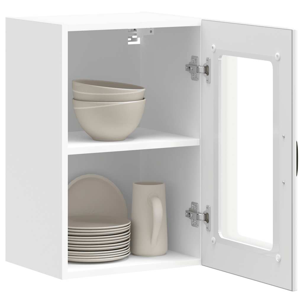 Pensile da Cucina con Porta in Vetro Lucca Bianco - homemem39