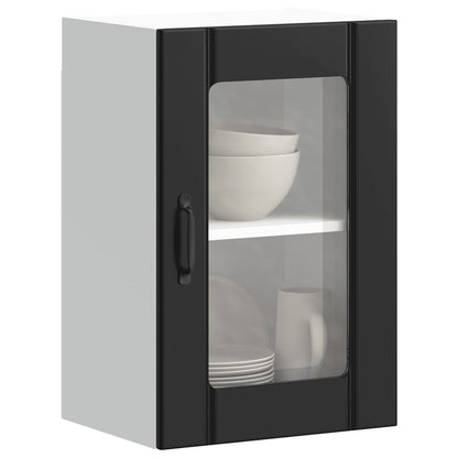 Pensile da Cucina con Porta in Vetro Lucca Nero - homemem39