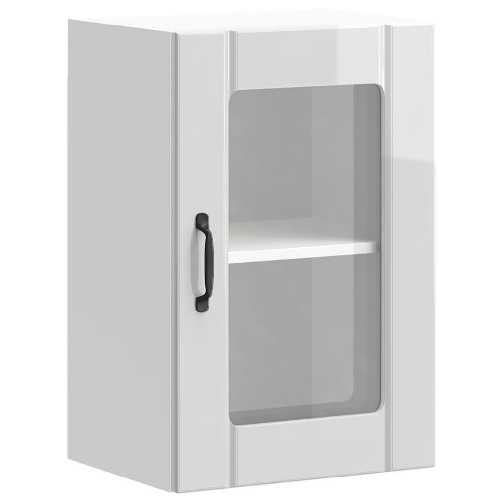 Pensile da Cucina con Porta in Vetro Lucca Bianco Lucido - homemem39