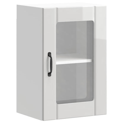 Pensile da Cucina con Porta in Vetro Lucca Bianco Lucido - homemem39