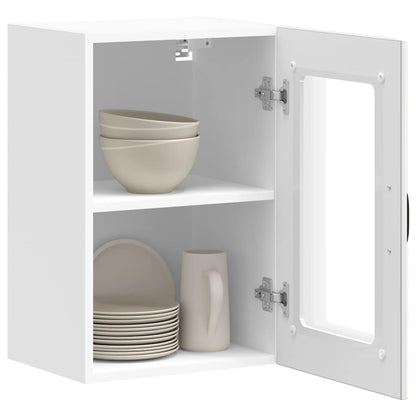 Pensile da Cucina con Porta in Vetro Lucca Bianco Lucido - homemem39