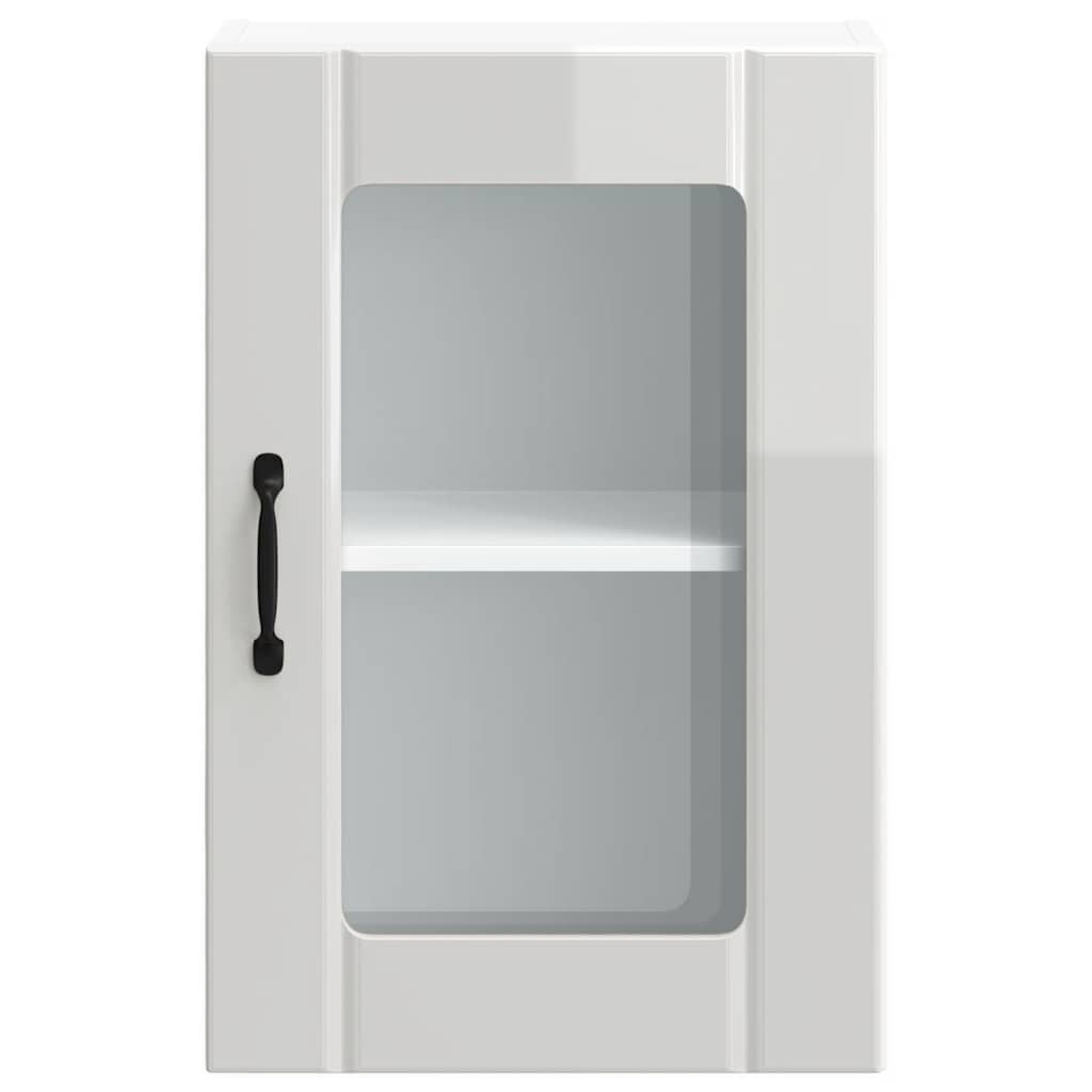 Pensile da Cucina con Porta in Vetro Lucca Bianco Lucido - homemem39