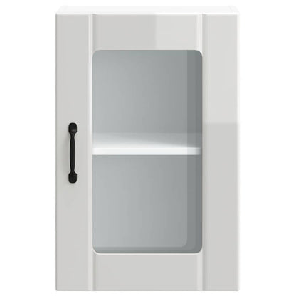 Pensile da Cucina con Porta in Vetro Lucca Bianco Lucido - homemem39