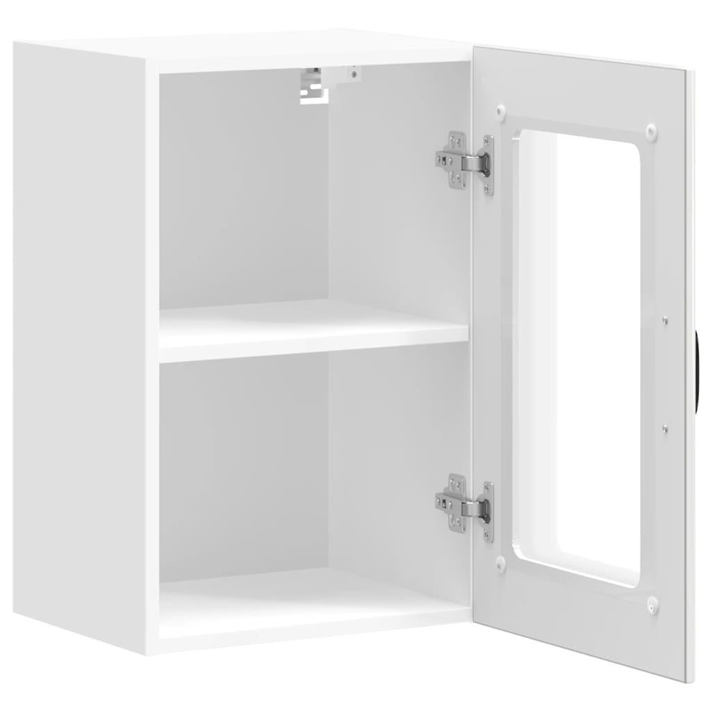 Pensile da Cucina con Porta in Vetro Lucca Bianco Lucido - homemem39