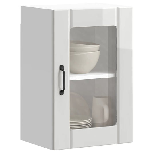 Pensile da Cucina con Porta in Vetro Lucca Bianco Lucido - homemem39