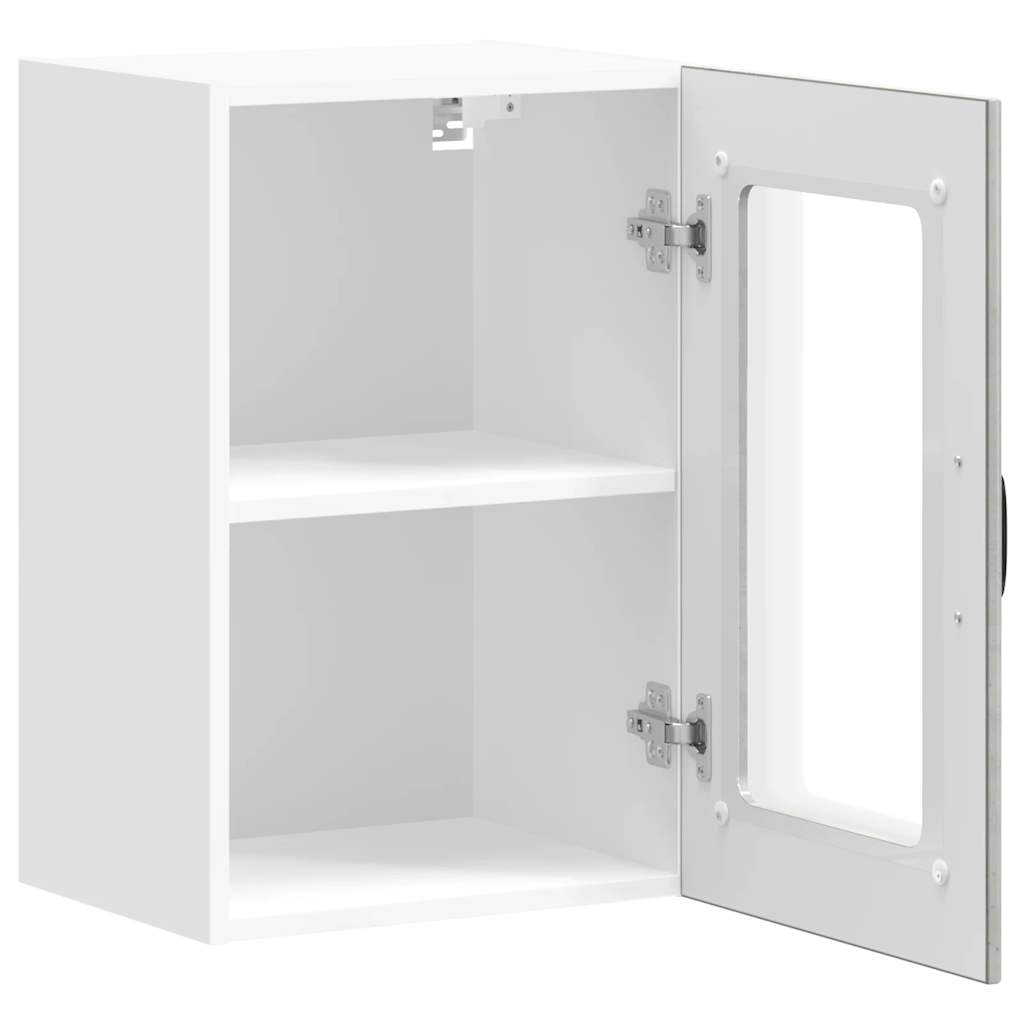 Pensile da Cucina con Porta in Vetro Lucca Grigio Cemento - homemem39