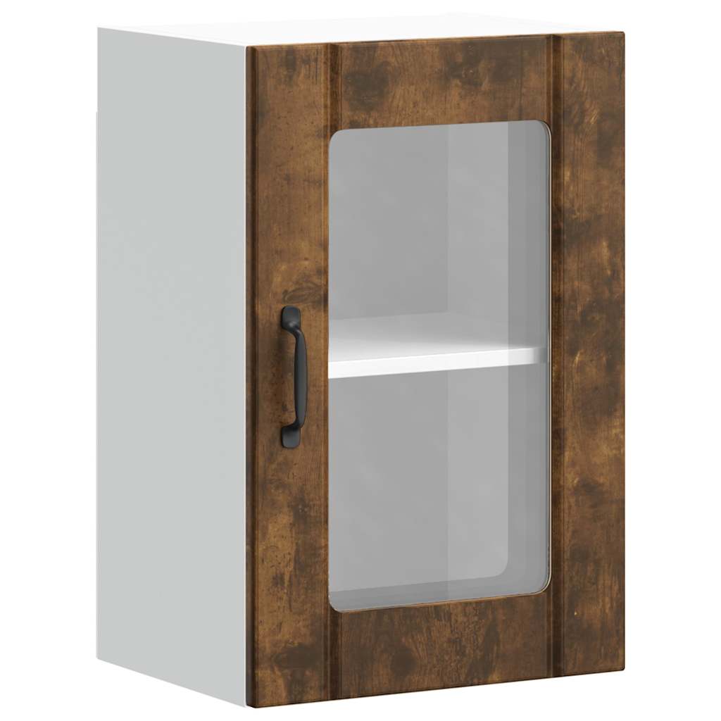 Pensile da Cucina con Porta in Vetro Lucca Rovere Fumo - homemem39