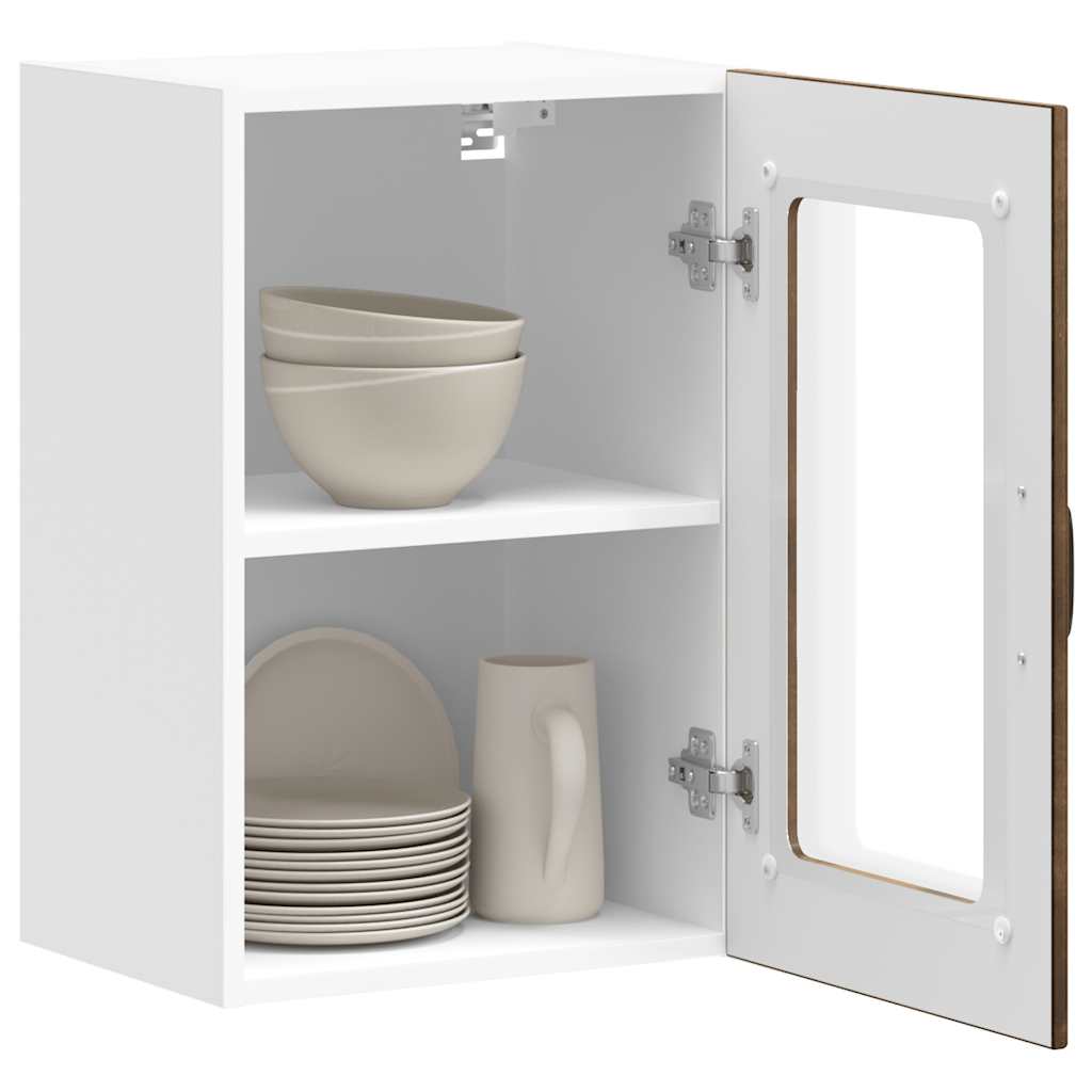 Pensile da Cucina con Porta in Vetro Lucca Rovere Fumo - homemem39