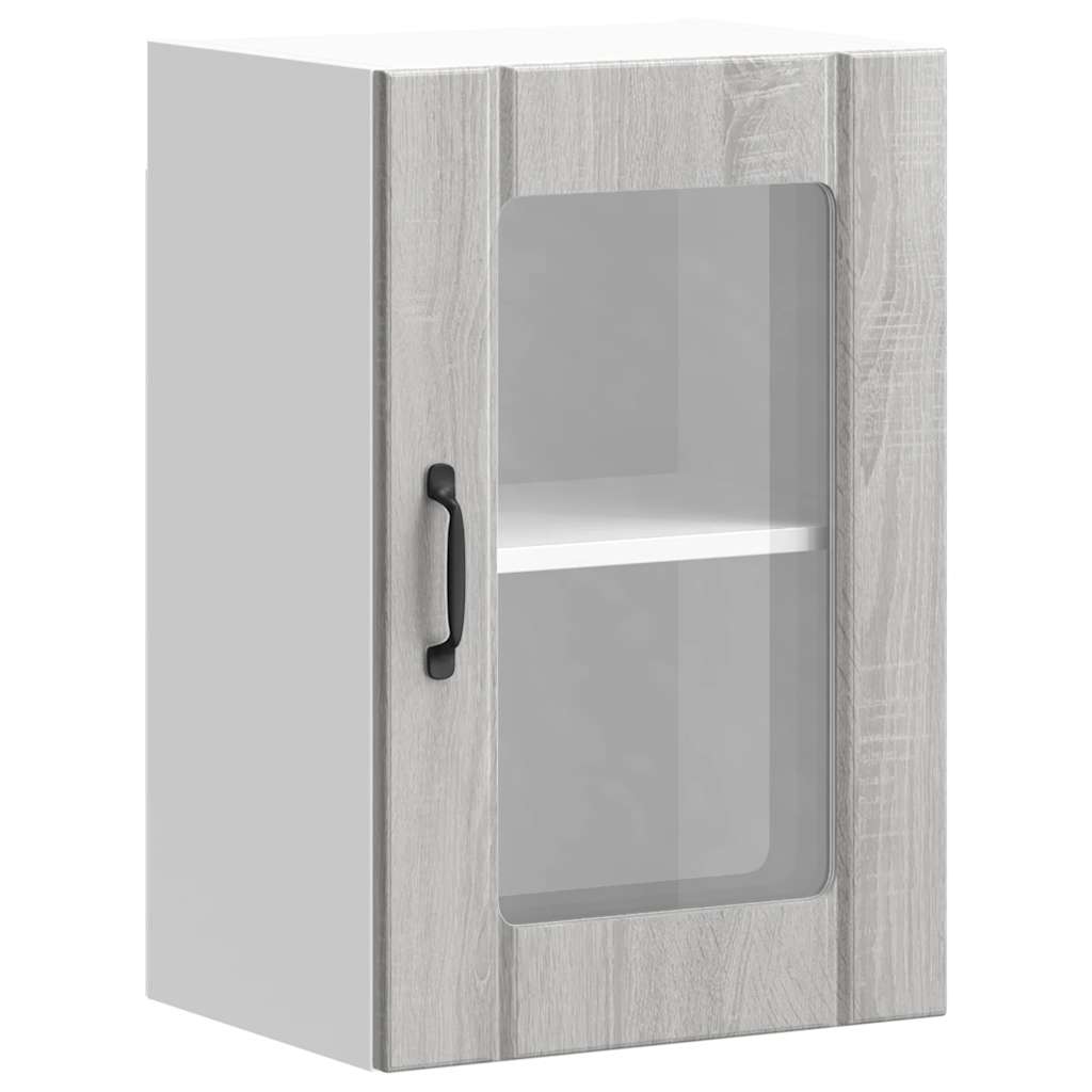 Pensile da Cucina con Porta in Vetro Lucca Grigio Sonoma - homemem39