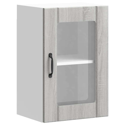 Pensile da Cucina con Porta in Vetro Lucca Grigio Sonoma - homemem39