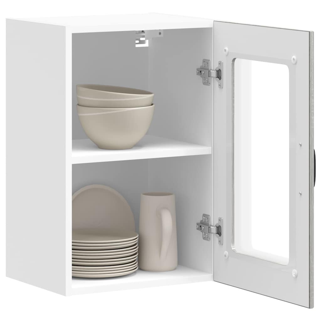 Pensile da Cucina con Porta in Vetro Lucca Grigio Sonoma - homemem39