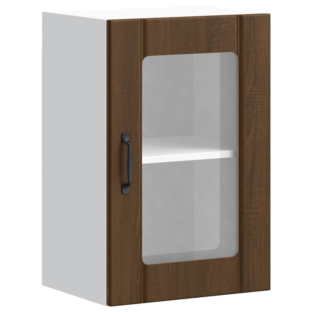 Pensile da Cucina con Porta in Vetro Lucca Rovere Marrone - homemem39