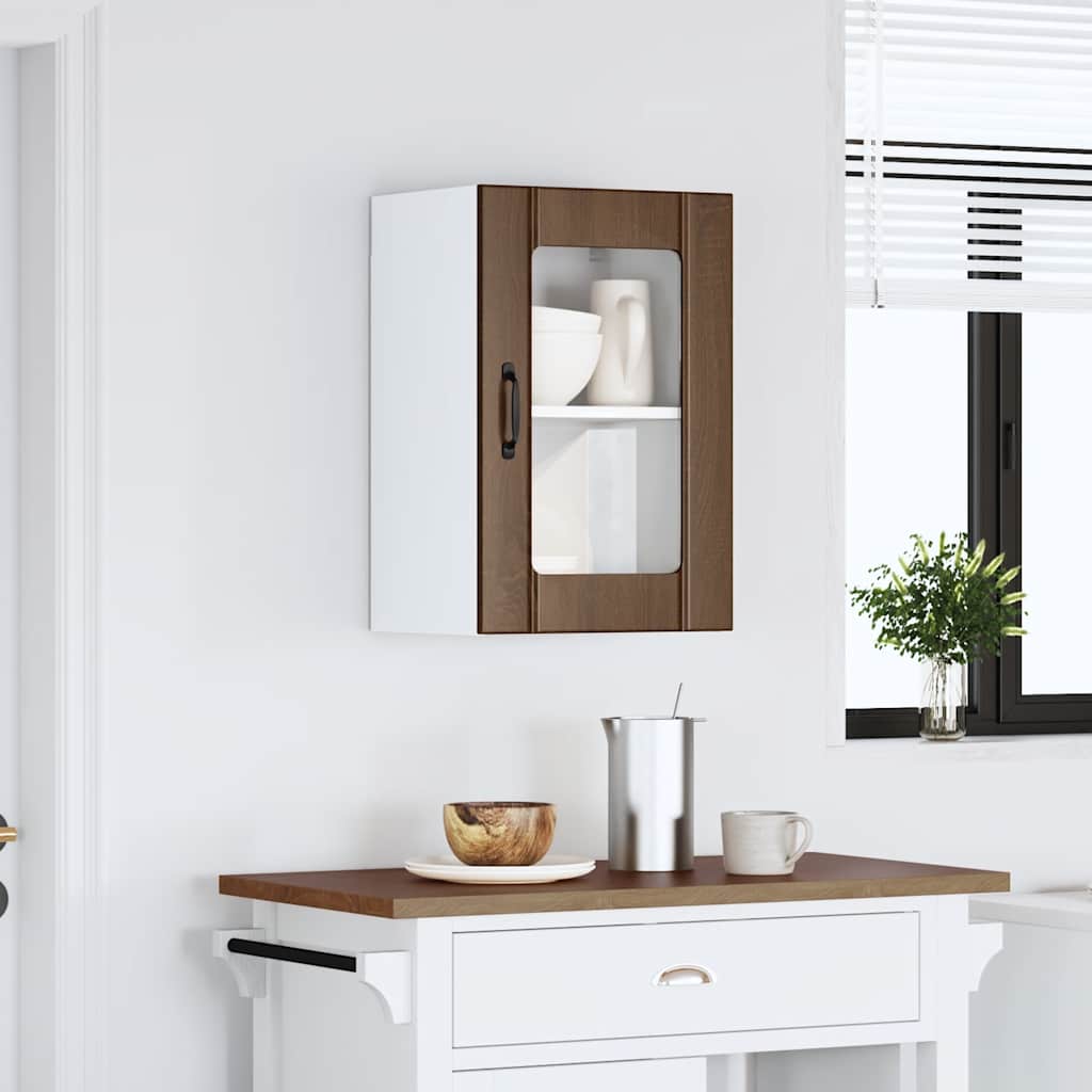 Pensile da Cucina con Porta in Vetro Lucca Rovere Marrone - homemem39