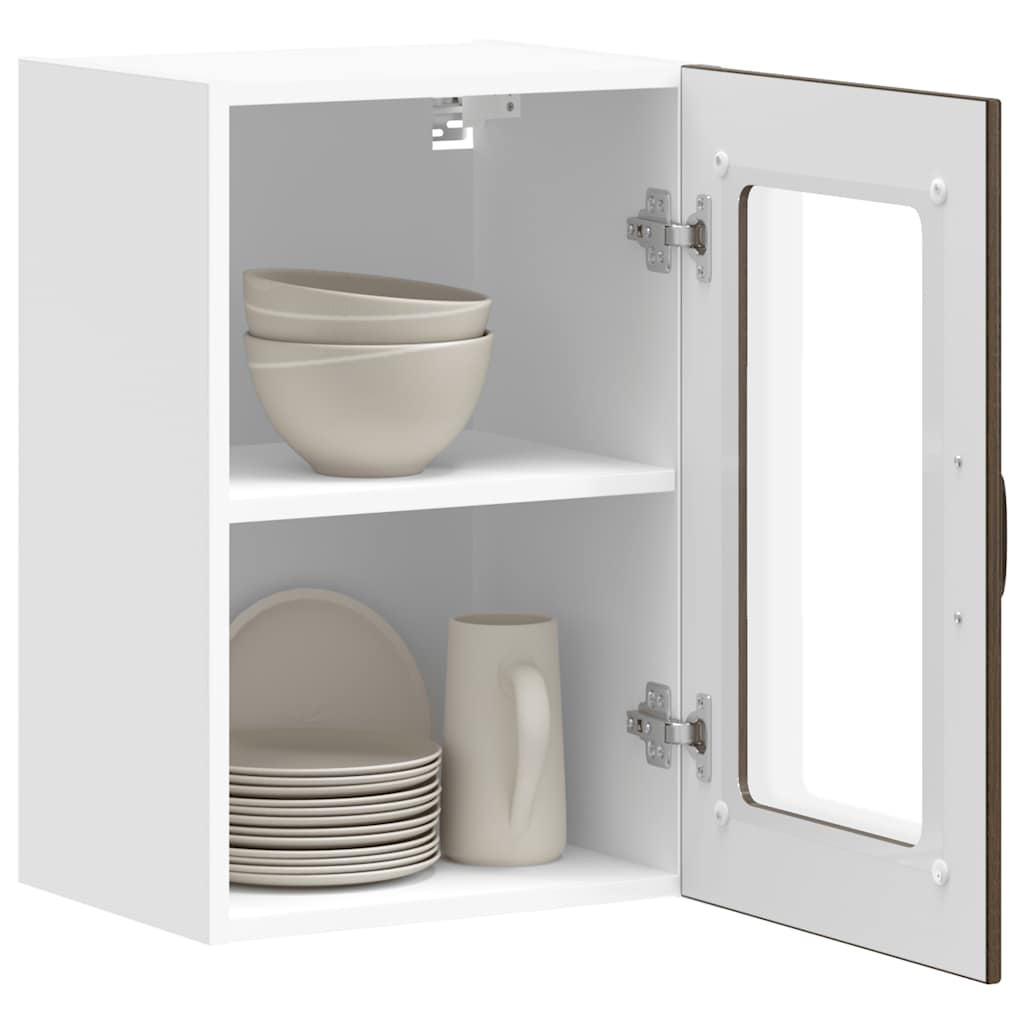Pensile da Cucina con Porta in Vetro Lucca Rovere Marrone - homemem39