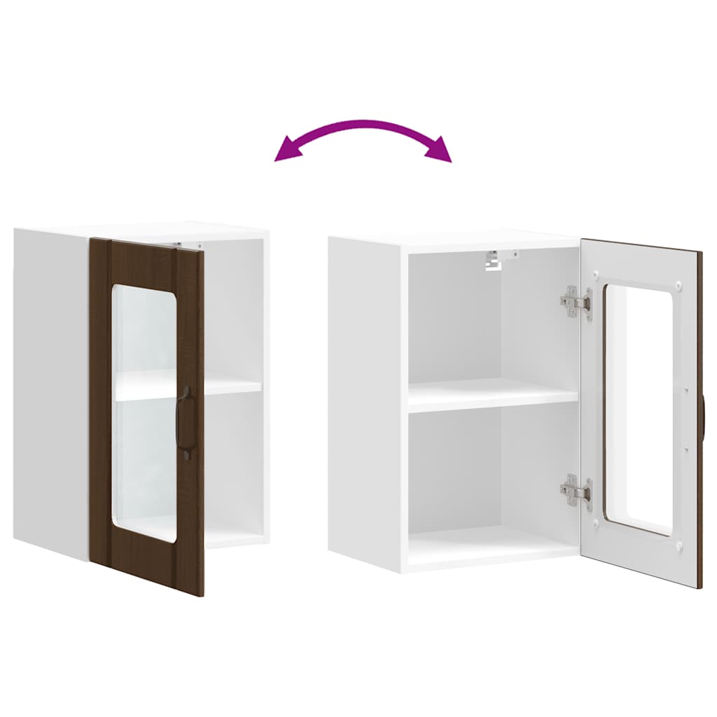 Pensile da Cucina con Porta in Vetro Lucca Rovere Marrone - homemem39