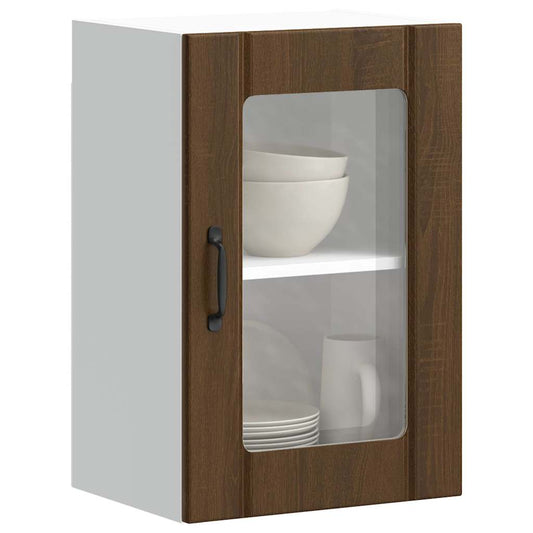 Pensile da Cucina con Porta in Vetro Lucca Rovere Marrone - homemem39