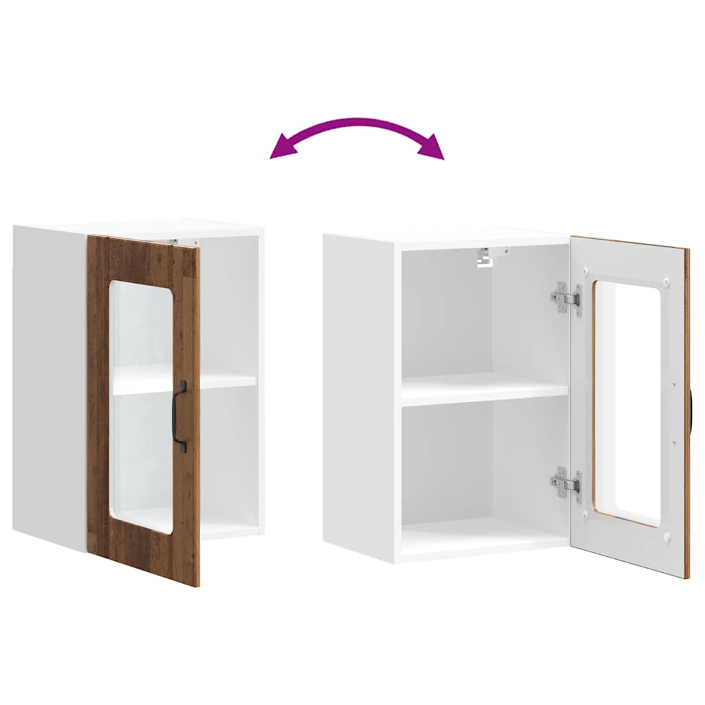 Pensile da Cucina con Porta in Vetro Lucca Legno Antico - homemem39