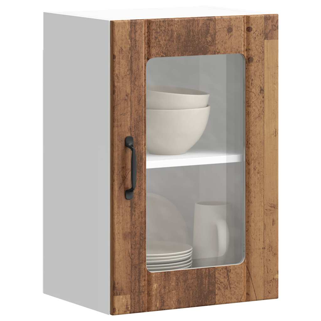 Pensile da Cucina con Porta in Vetro Lucca Legno Antico - homemem39