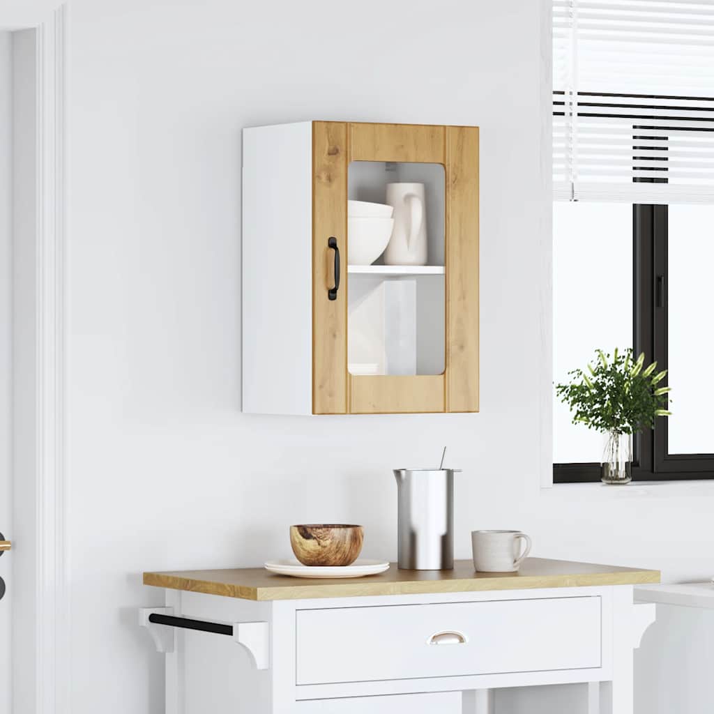 Pensile da Cucina con Porta in Vetro Lucca Rovere Artigianale - homemem39