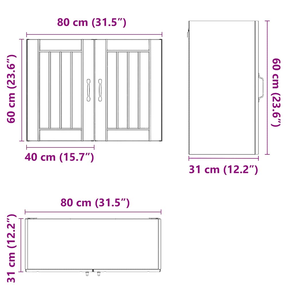 Pensile da Cucina Lucca Rovere Fumo in Legno Multistrato - homemem39