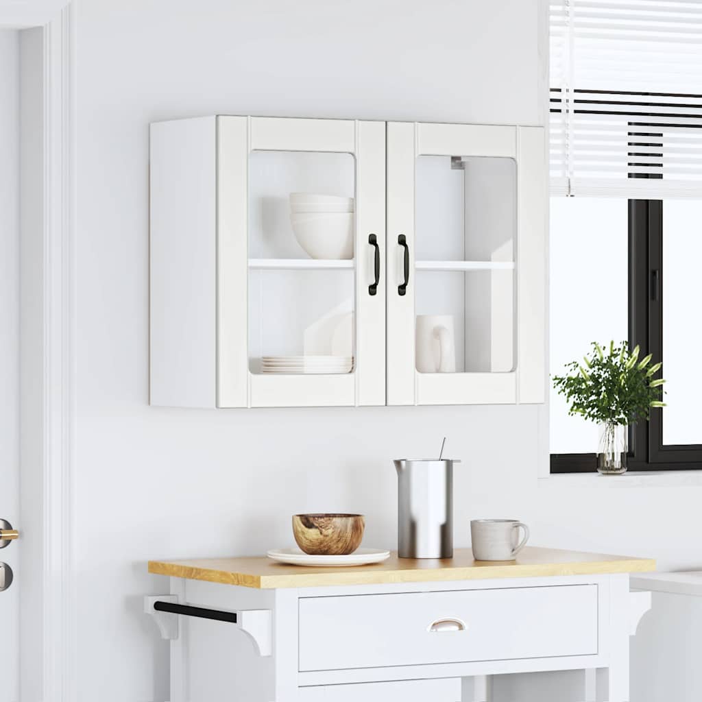 Pensile da Cucina con Porta in Vetro Lucca Bianco Truciolato - homemem39