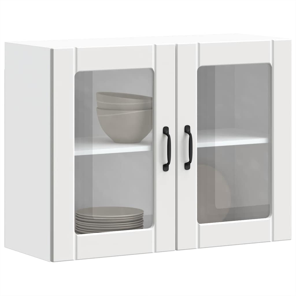 Pensile da Cucina con Porta in Vetro Lucca Bianco Truciolato - homemem39