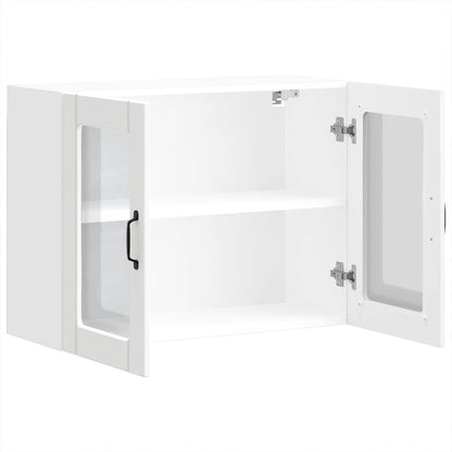 Pensile da Cucina con Porta in Vetro Lucca Bianco Truciolato - homemem39