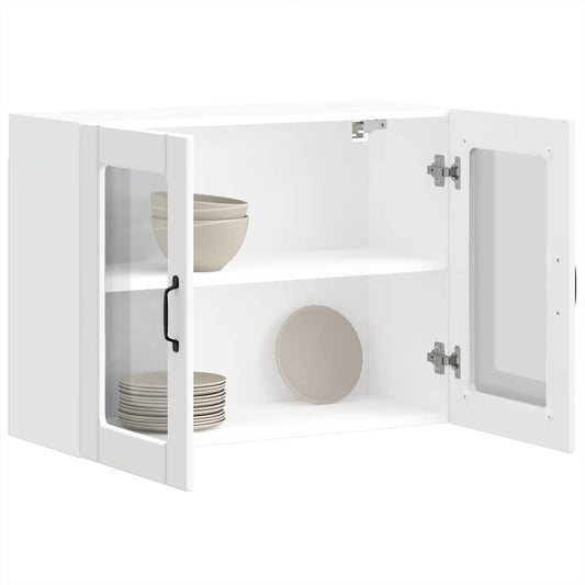 Pensile da Cucina con Porta in Vetro Lucca Bianco Truciolato - homemem39