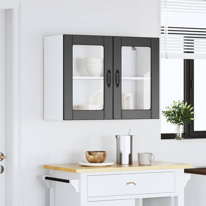 Pensile da Cucina con Porta in Vetro Lucca Nero Truciolato - homemem39