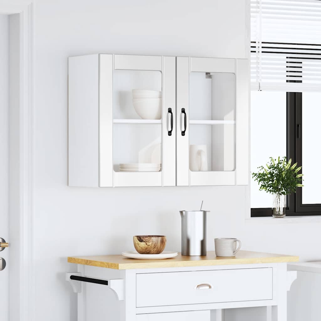 Pensile da Cucina con Porta in Vetro Lucca Bianco Lucido - homemem39