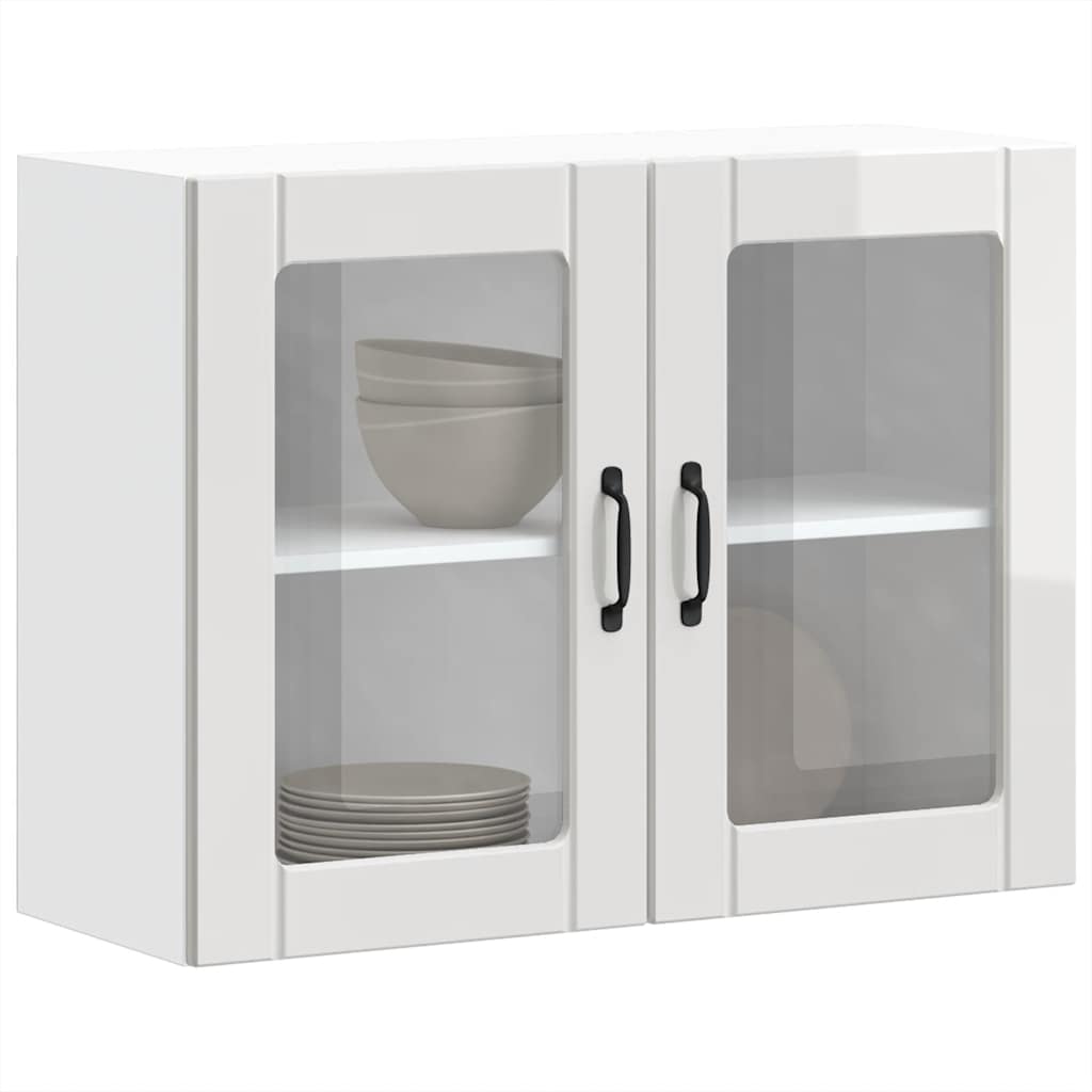 Pensile da Cucina con Porta in Vetro Lucca Bianco Lucido - homemem39