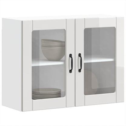 Pensile da Cucina con Porta in Vetro Lucca Bianco Lucido - homemem39