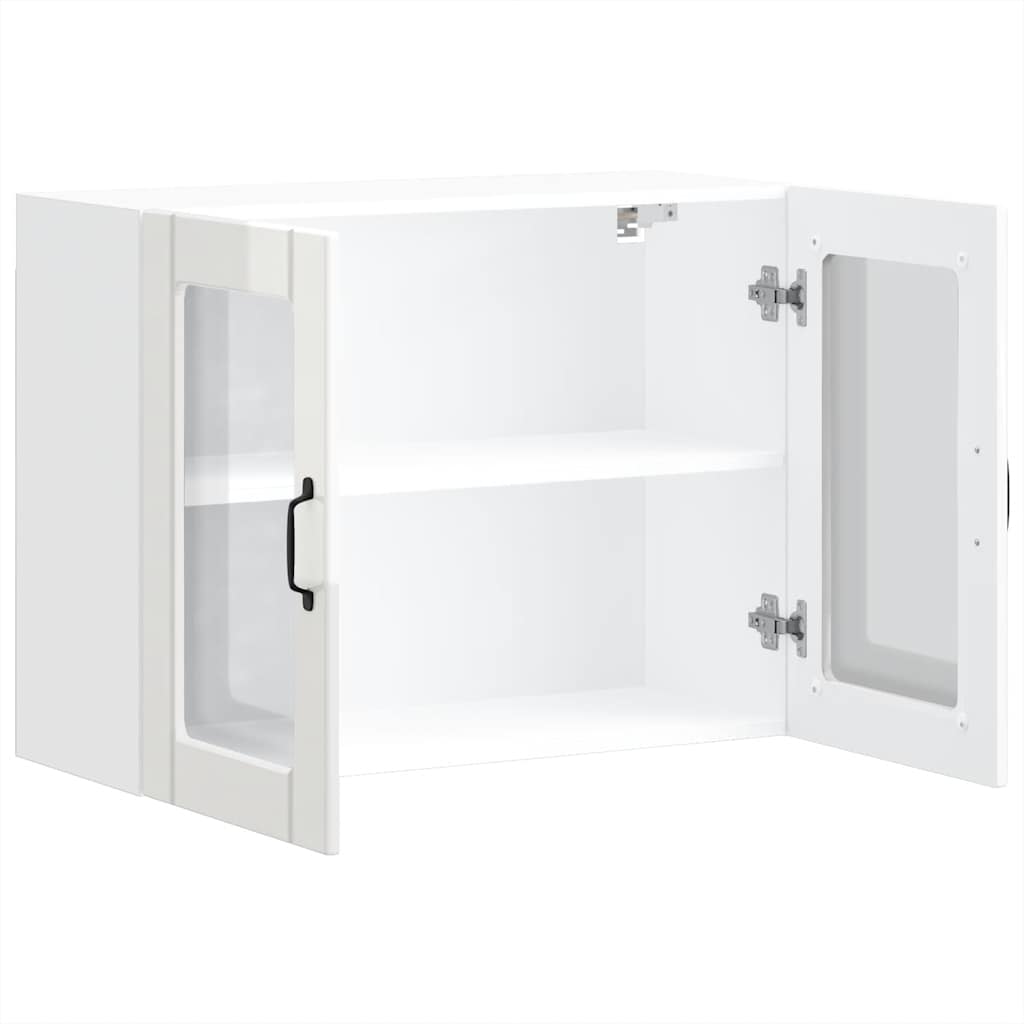 Pensile da Cucina con Porta in Vetro Lucca Bianco Lucido - homemem39