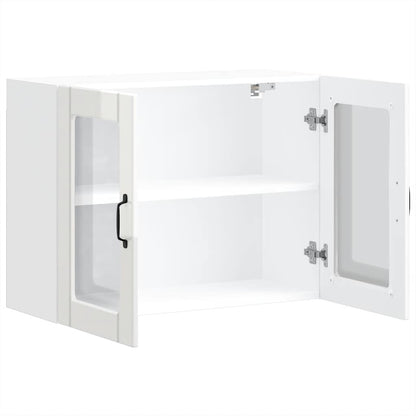 Pensile da Cucina con Porta in Vetro Lucca Bianco Lucido - homemem39