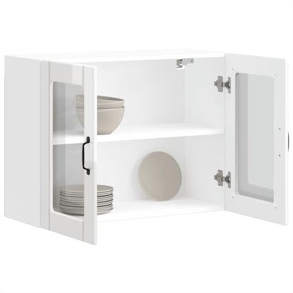 Pensile da Cucina con Porta in Vetro Lucca Bianco Lucido - homemem39