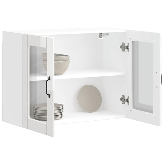 Pensile da Cucina con Porta in Vetro Lucca Bianco Lucido - homemem39