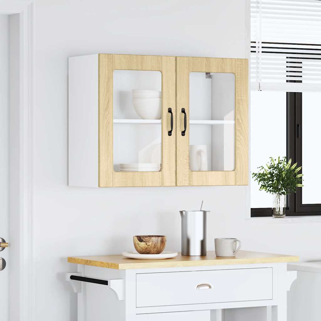 Pensile da Cucina con Porta in Vetro Lucca Rovere Sonoma - homemem39