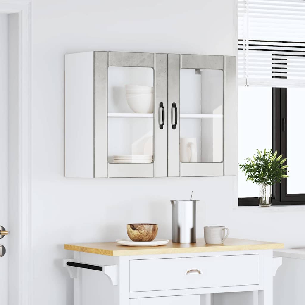 Pensile da Cucina con Porta in Vetro Lucca Grigio Cemento - homemem39