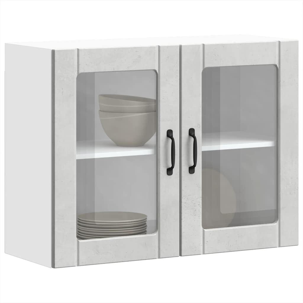 Pensile da Cucina con Porta in Vetro Lucca Grigio Cemento - homemem39