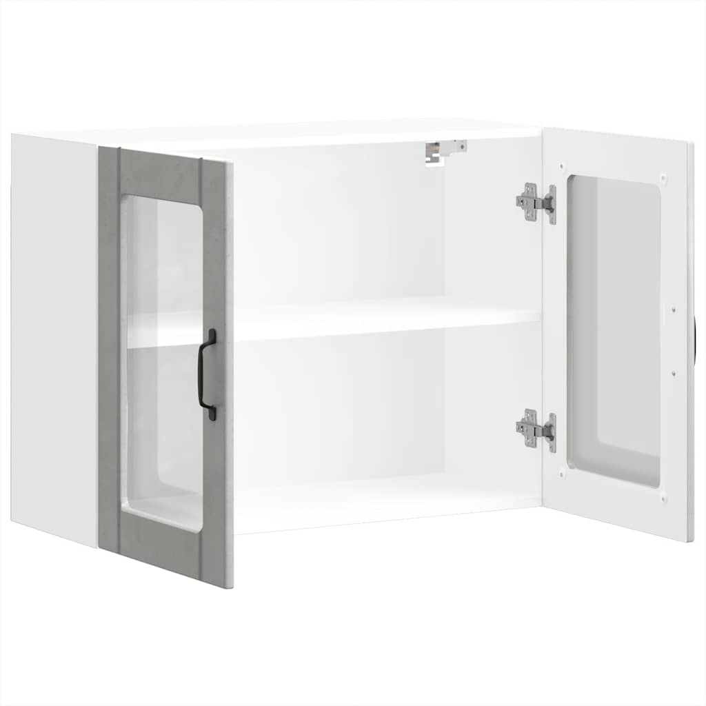 Pensile da Cucina con Porta in Vetro Lucca Grigio Cemento - homemem39