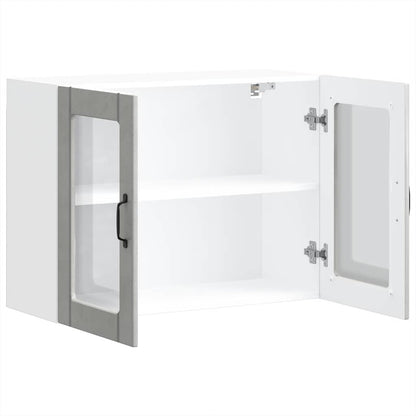 Pensile da Cucina con Porta in Vetro Lucca Grigio Cemento - homemem39