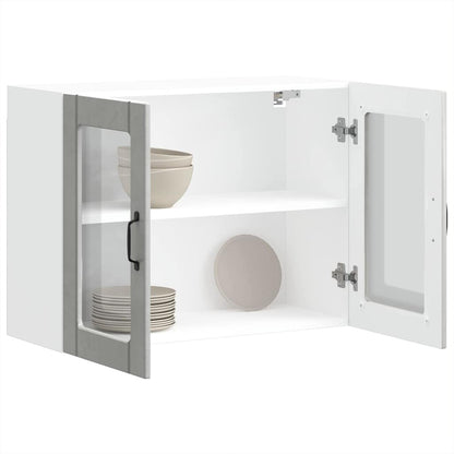 Pensile da Cucina con Porta in Vetro Lucca Grigio Cemento - homemem39