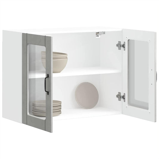 Pensile da Cucina con Porta in Vetro Lucca Grigio Cemento - homemem39
