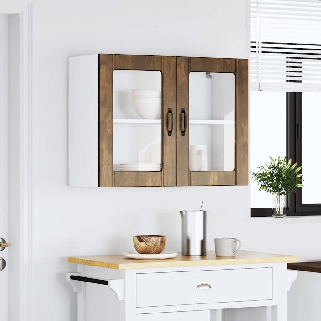 Pensile da Cucina con Porta in Vetro Lucca Rovere Fumo - homemem39