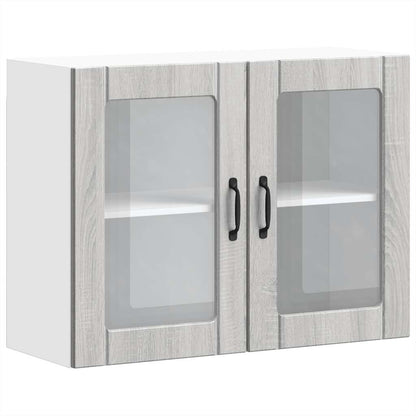 Pensile da Cucina con Porta in Vetro Lucca Grigio Sonoma - homemem39
