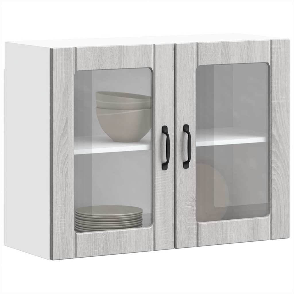 Pensile da Cucina con Porta in Vetro Lucca Grigio Sonoma - homemem39