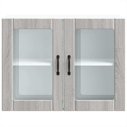 Pensile da Cucina con Porta in Vetro Lucca Grigio Sonoma - homemem39